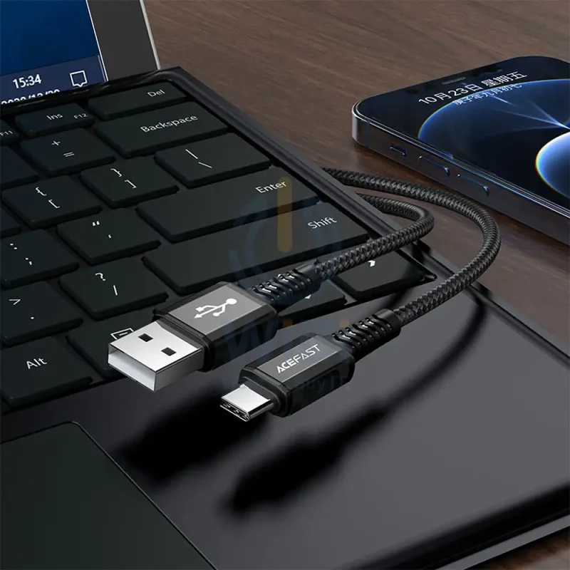 ACEFAST C1-04 USB-A to USB-C aluminum alloy charging data cable - Black