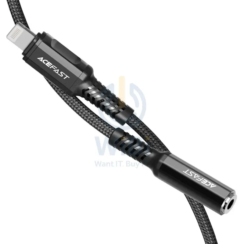 ACEFAST C1-05 Lightning to 3.5mm aluminum alloy headphones adapter cable - Black