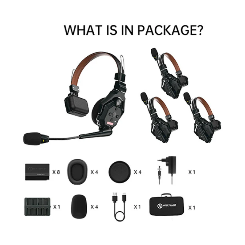 Hollyland Solidcom C1 Pro-4S Full-Duplex ENC Wireless Intercom System with 4 Headphone - Black