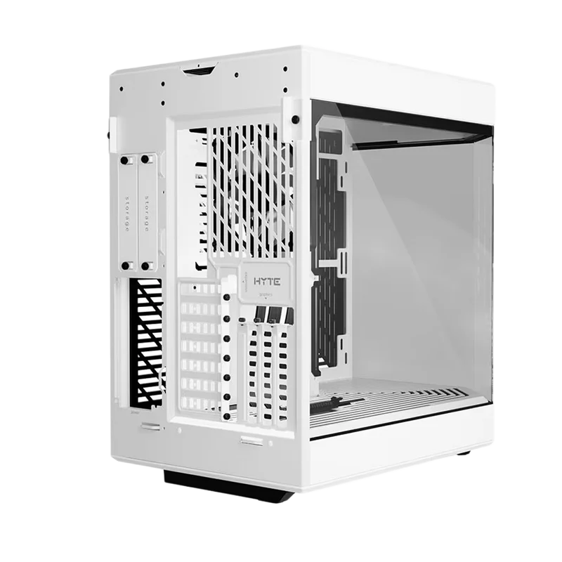 حافظة هايت Y60 ATX بزجاج مقوى بانورامي وحجرتين مع 3 مراوح، باللون الأبيض