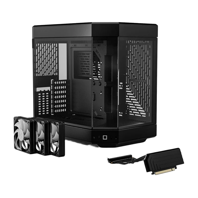 HYTE Y60 Dual Chamber Panoramic Tempered Glass ATX Case With 3 Fans - Black