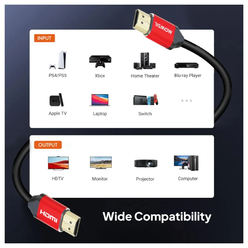 كابل موصيل HDMI 1.4 - 4K / 30 هرتز / 25 متر / أحمر ورمادي