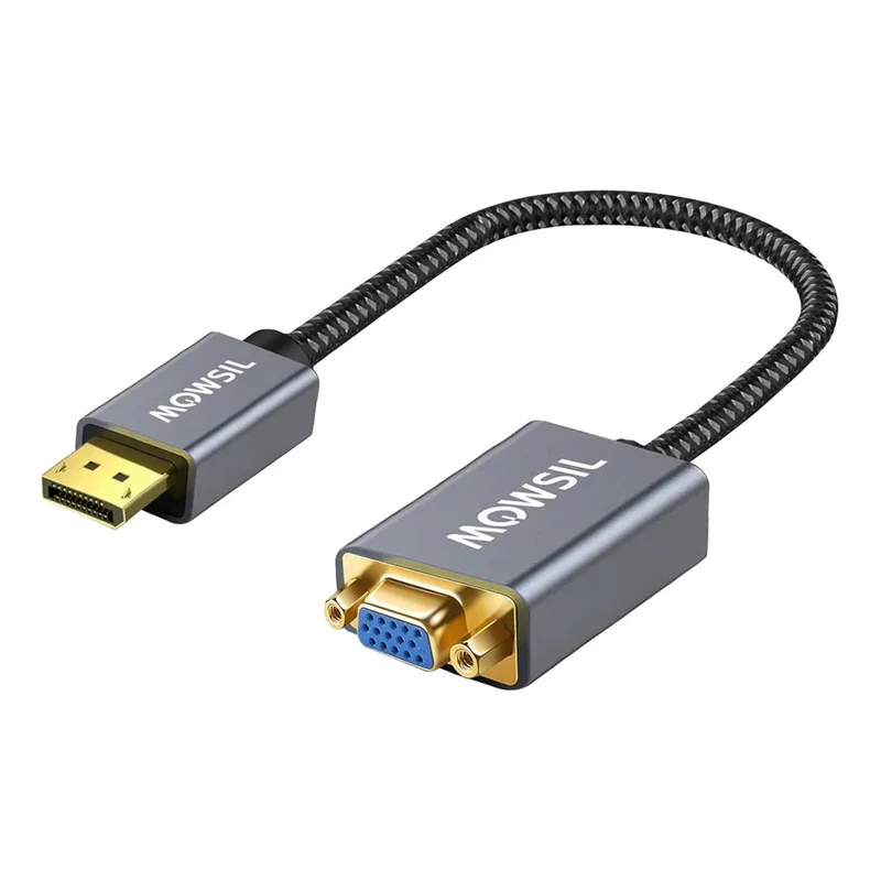 محول موصيل ديسبلاي بورت إلى VGA، بدقة 1080p، باللون الرمادي