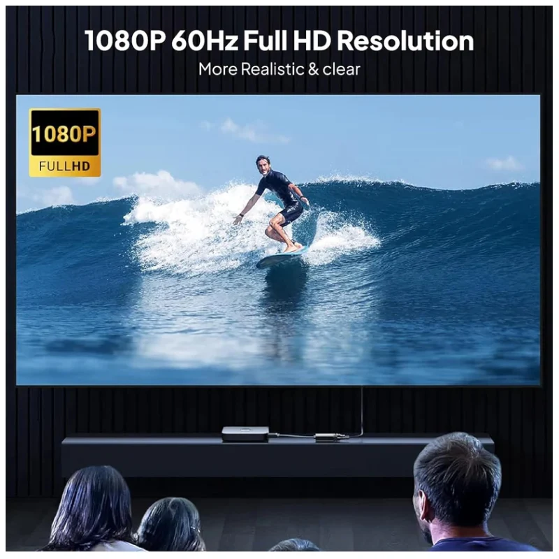 محول موصيل ديسبلاي بورت إلى VGA، بدقة 1080p، باللون الرمادي