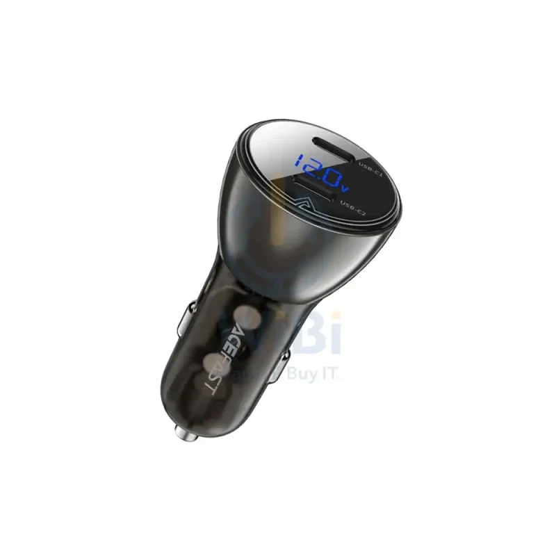 ACEFAST B10 metal car charger 60W (USB-C + USB-C) with digital display - Black