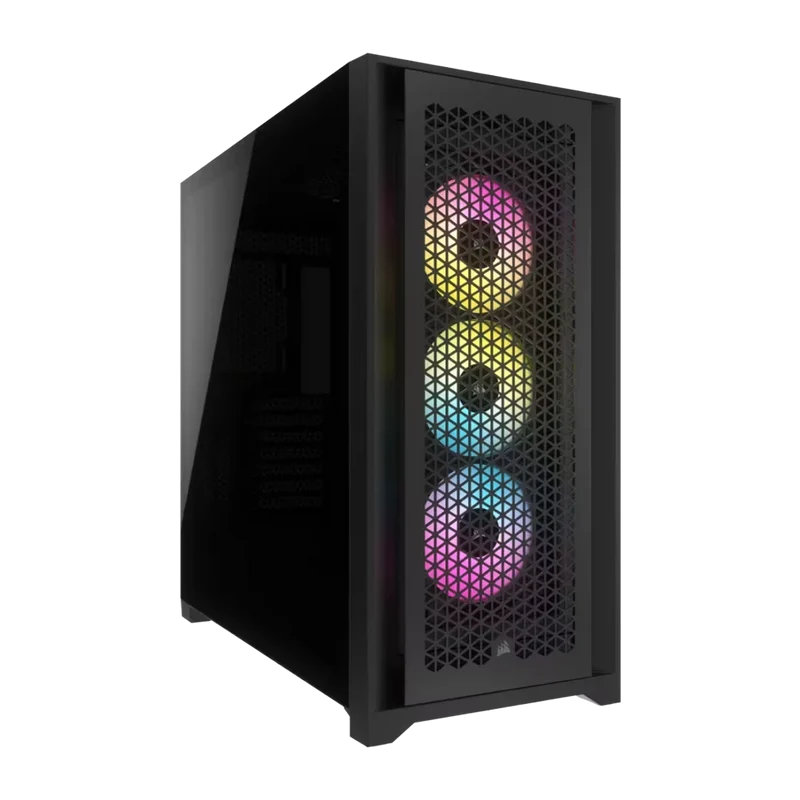 صندوق كمبيوتر كورسير iCUE 5000D RGB إيرفلو متوسط الحجم بزجاج مقوى - أسود