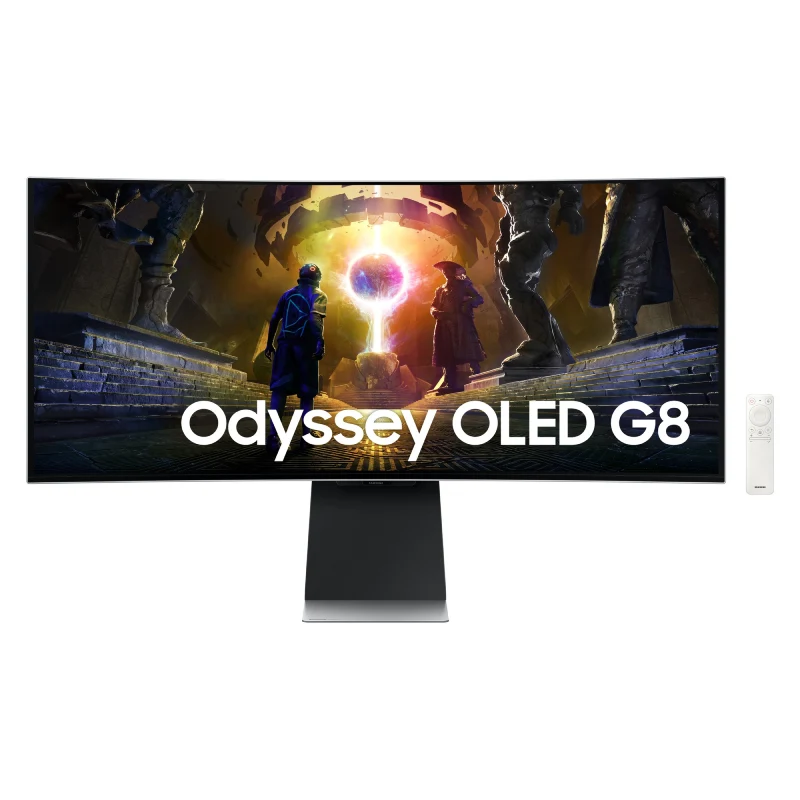 شاشة ألعاب سامسونج G8 أوديسي، مقاس 34.0 بوصة منحنية OLED / تردد تحديث يصل إلى 175 هرتز / زمن استجابة 0.03 مللي ثانية / USB / HDMI2.1 / ديسبلاي بورت 1.4 / واي فاي / بلوتوث / باللون الفضي