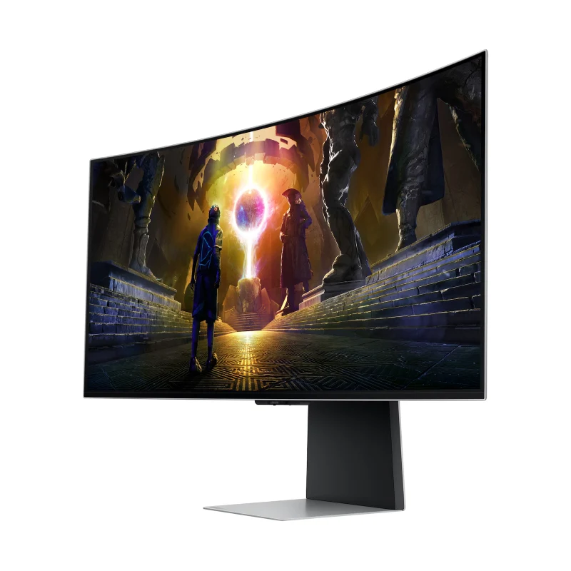 شاشة ألعاب سامسونج G8 أوديسي، مقاس 34.0 بوصة منحنية OLED / تردد تحديث يصل إلى 175 هرتز / زمن استجابة 0.03 مللي ثانية / USB / HDMI2.1 / ديسبلاي بورت 1.4 / واي فاي / بلوتوث / باللون الفضي