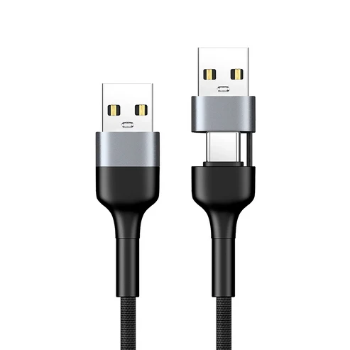 كابل مزامنة وشحن من سبائك الألومنيوم إكس باور BC24 ‏8 في 1 - 100 واط / USB-C / USB-A / لايتنينج / 2 متر / أسود