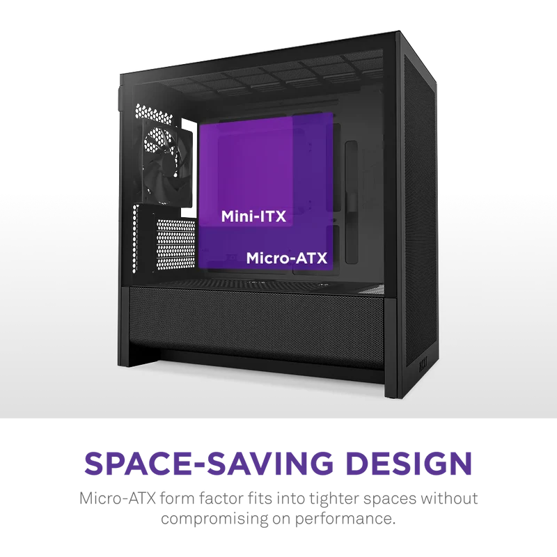 NZXT H3 Flow (2025) micro-ATX Mid Tower Case - All Black