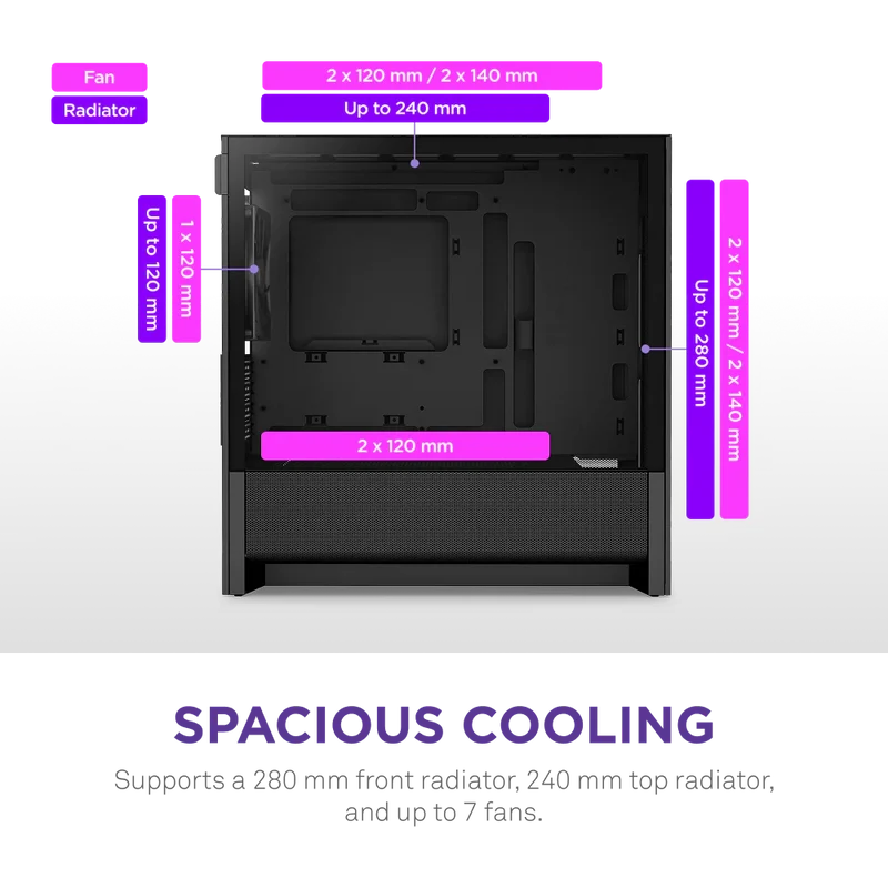 NZXT H3 Flow (2025) micro-ATX Mid Tower Case - All Black