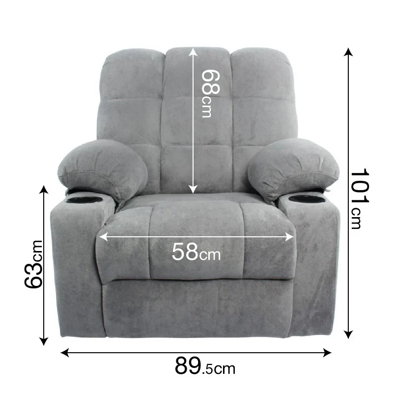 Black Bull Premium Sofa Swivel Rocker Recliner Size - Fabric Light Grey