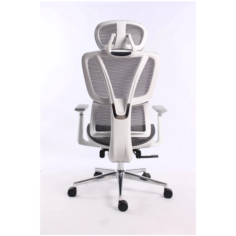 Black Bull Ergonomic Mesh Gaming & Office Chair with Footrest - White frame + Grey mesh