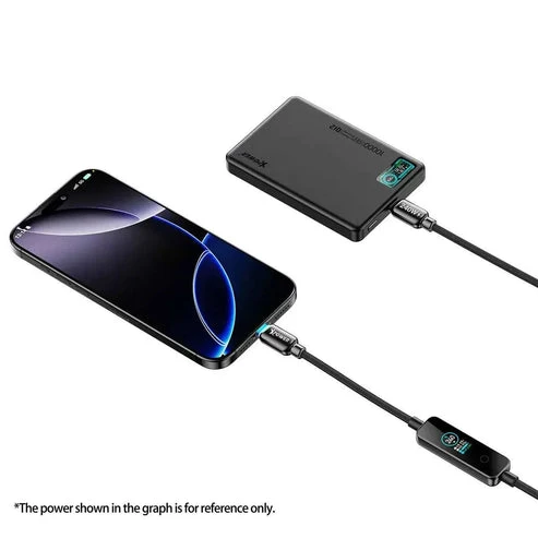 كابل إكس باور سونار SR240 للمزامنة والشحن بشاشة TFT وهيكل من سبائك الزنك - 240 واط / USB-C / رمادي