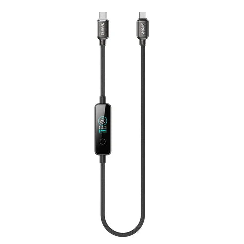 كابل إكس باور سونار SR240 للمزامنة والشحن بشاشة TFT وهيكل من سبائك الزنك - 240 واط / USB-C / رمادي