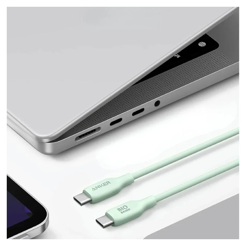 كابل أنكر 544 من USB-C إلى USB-C بقدرة 140 واط (من مواد حيوية المصدر) (1.8 متر/6 قدم) - أخضر