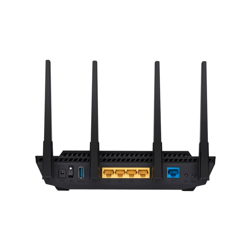 راوتر أسوس RT-AX58U V2، AX3000، ثنائي النطاق، واي فاي 6، باللون الأسود