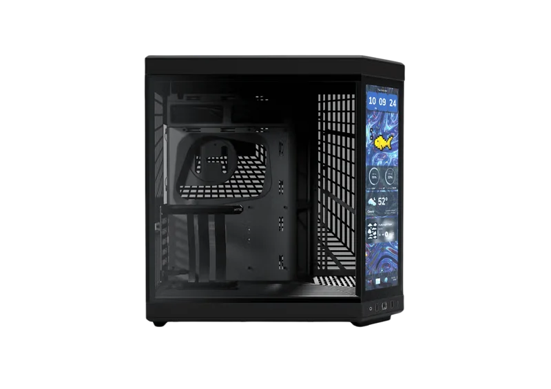 حافظة كمبيوتر هايت Y70 تاتش إنفينيت، ATX، مع شاشة لمس IPS مدمجة مقاس 14.5 بوصة، باللون الأسود الحالك