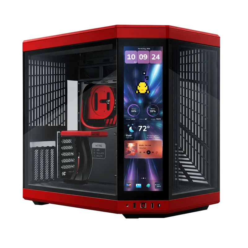 حافظة كمبيوتر هايتي Y70 تاتش إنفينيت مع شاشة لمس IPS مدمجة حجم 14.5 بوصة، ATX، بلاك شيري