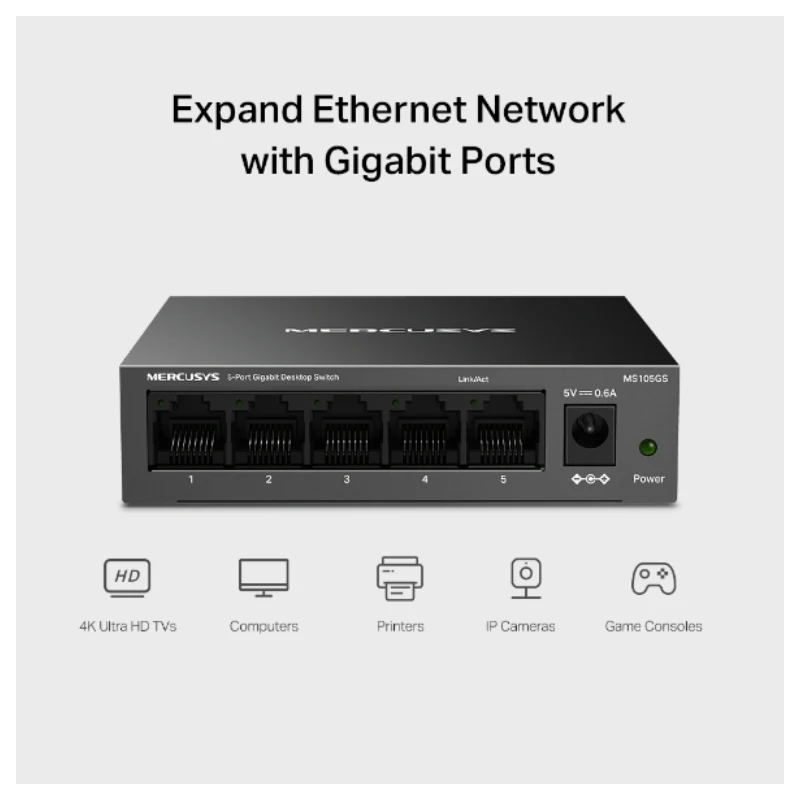 Mercusys MS105GS 5-Port Desktop Switch