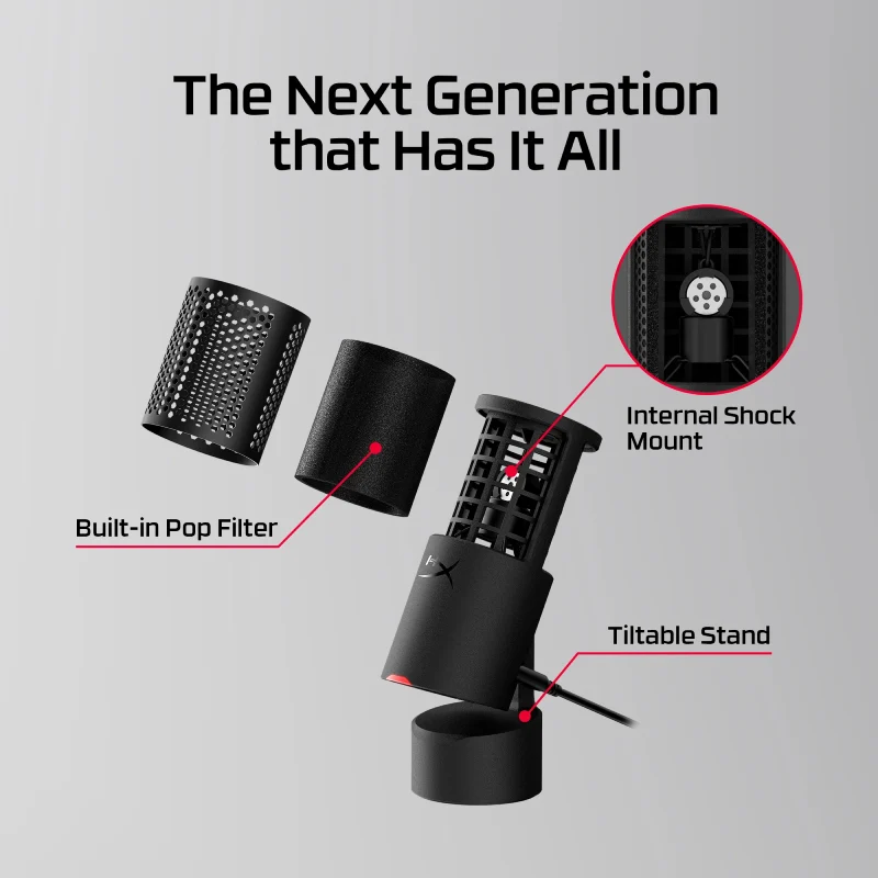 ميكروفون ألعاب هايبر إكس سولو كاست 2 بموصل USB - أسود