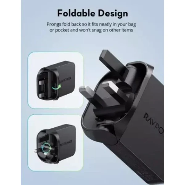 شاحن حائط راف باور RP-PC1082 PD بايونير - 35 واط / USB-C / أسود