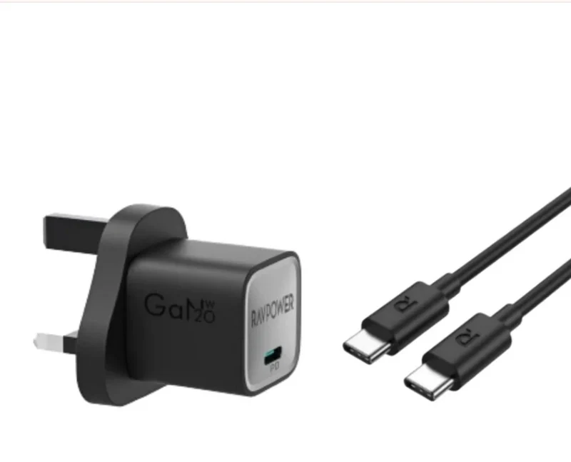 RAVPower RP-PC1057 Wall Charger with Cable - 20W / USB-C / Black