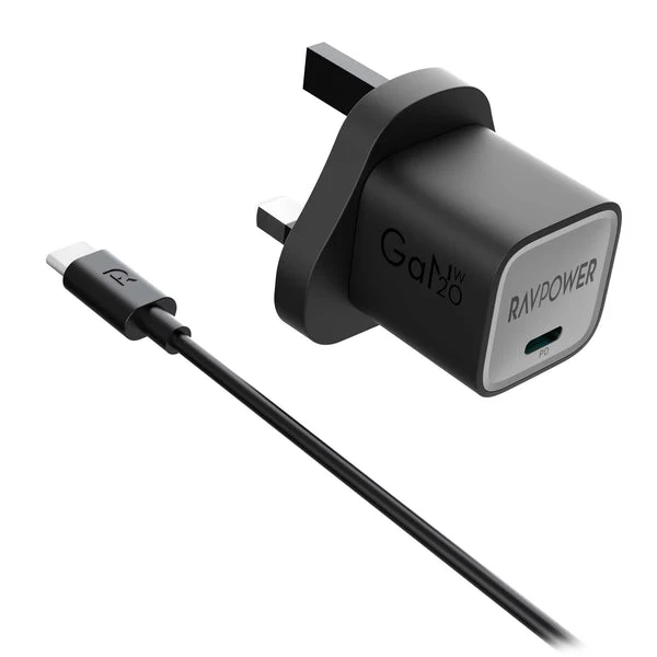 RAVPower RP-PC1057 Wall Charger with Cable - 20W / USB-C / Black
