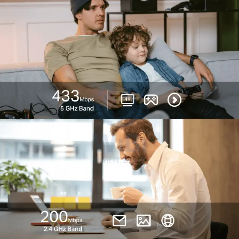 محول USB نانو واي فاي وبلوتوث 4.2 تي بي لينك (آرتشر T2UB نانو) AC600، 5 جيجاهرتز (433 ميجابت في الثانية)