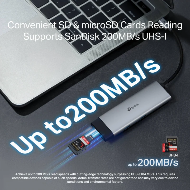 موزع تي بي لينك (UH7020C) ‏USB تايب سي 7 في 1 - HDMI / USB-C / USB 3.0 / Micro SD / SD