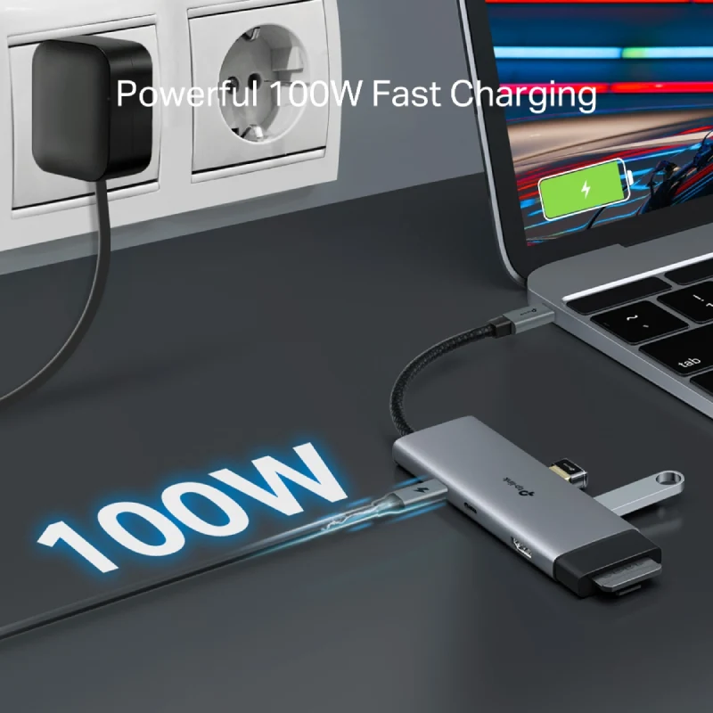 موزع تي بي لينك (UH7020C) ‏USB تايب سي 7 في 1 - HDMI / USB-C / USB 3.0 / Micro SD / SD