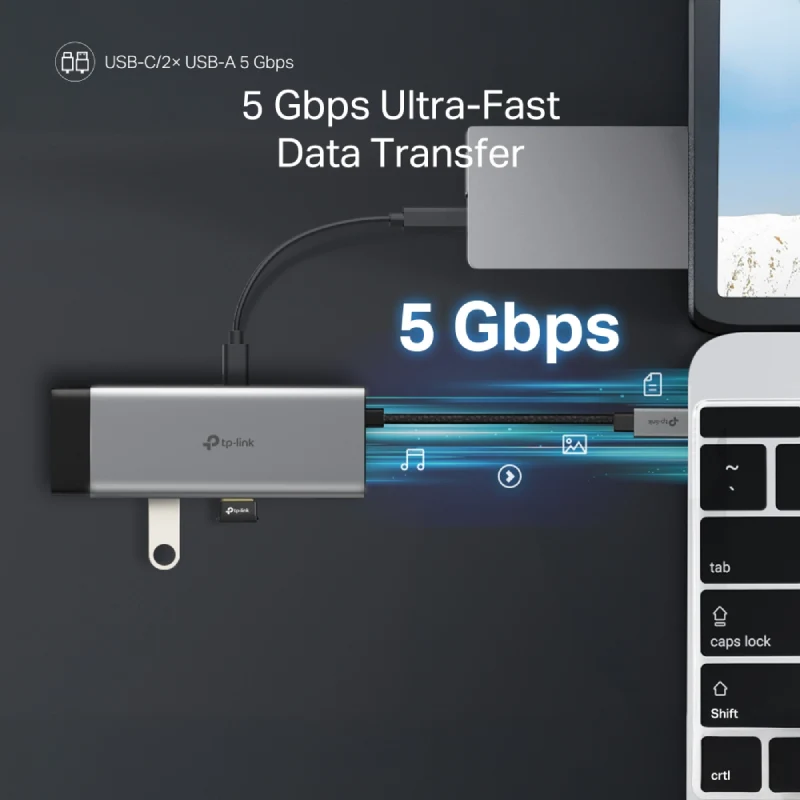 موزع تي بي لينك (UH7020C) ‏USB تايب سي 7 في 1 - HDMI / USB-C / USB 3.0 / Micro SD / SD