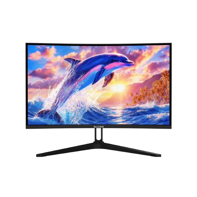 شاشة ألعاب سادس FS-Dolphin-27 SA-C01F27، مقاس 27 بوصة، FHD، تردد تحديث 300 هرتز، زمن استجابة 0.5 مللي ثانية، منحنية، HDMI 2.1، ديسبلاي بورت 1.4، باللون الأسود