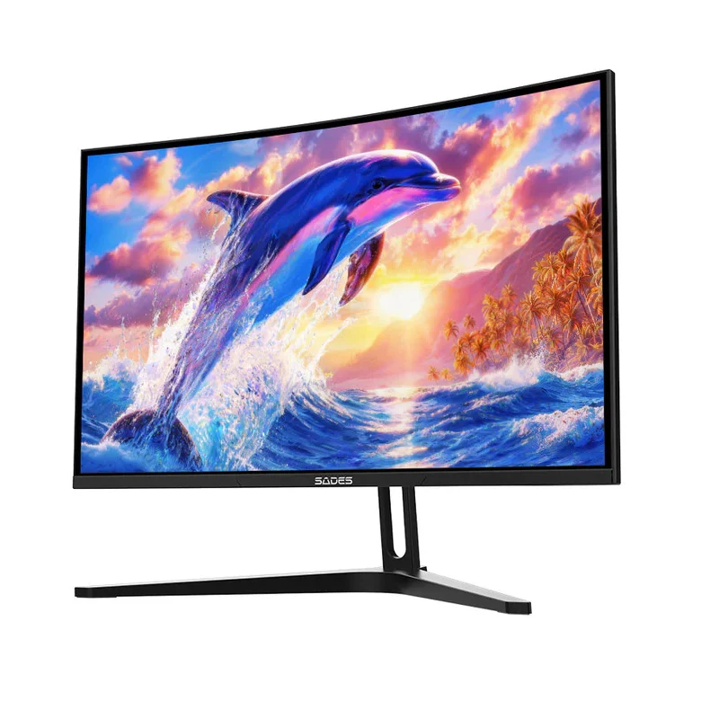 شاشة ألعاب سادس FS-Dolphin-27 SA-C01F27، مقاس 27 بوصة، FHD، تردد تحديث 300 هرتز، زمن استجابة 0.5 مللي ثانية، منحنية، HDMI 2.1، ديسبلاي بورت 1.4، باللون الأسود