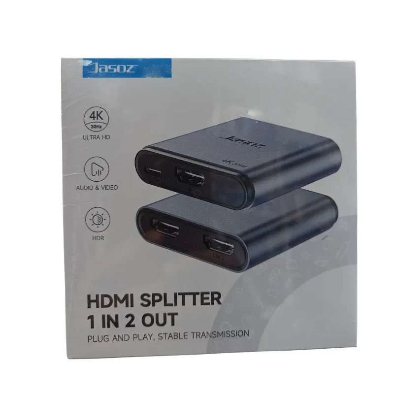 موزع جازوز G176 HDMI بمنفذين، مدخل واحد ومخرجين، باللون الرمادي الفضائي الداكن