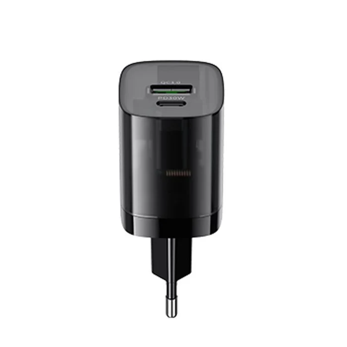 شاحن USB هافيت سلسلة موبايل بقدرة 30 واط UC30 بقابس بريطاني - أسود