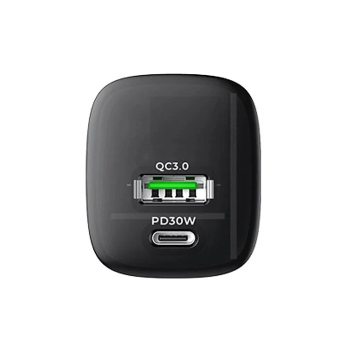 شاحن USB هافيت سلسلة موبايل بقدرة 30 واط UC30 بقابس بريطاني - أسود
