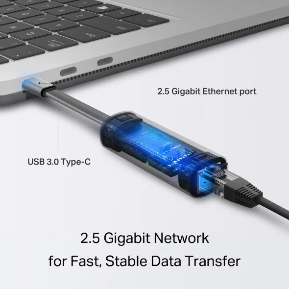 محول شبكة تي بي-لينك UE302C من يو إس بي-C إلى إيثرنت 2.5 جيجابت