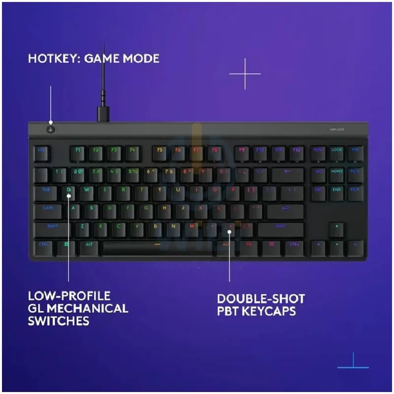 لوحة مفاتيح ألعاب ميكانيكية لوجيتك G515 لايت سبيد TKL - سلكية / RGB / مفاتيح ذات استجابة لمسية / إنجليزية/عربية / أسود
