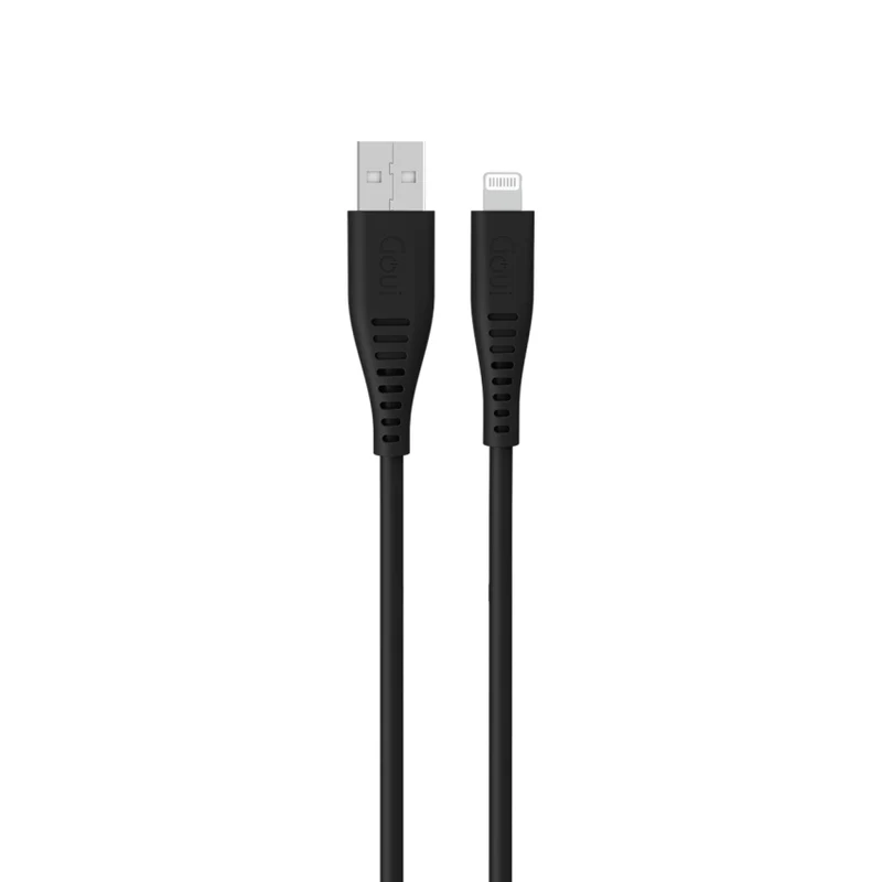 كابل سيليكون جوكو، بطول 1.5 متر، USB-A، لايتنينج، أسود