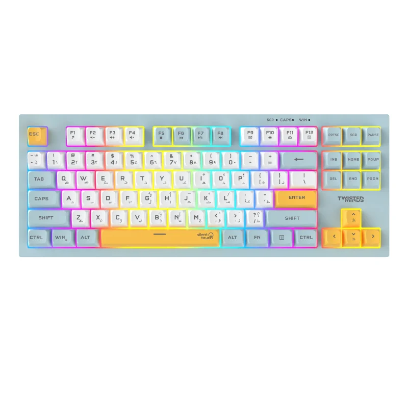 Twisted Minds TM-MK75-W Spectrum Series Wired Keyboard 80% Compact Gasket structure membrane - (English / Arabic) Layout