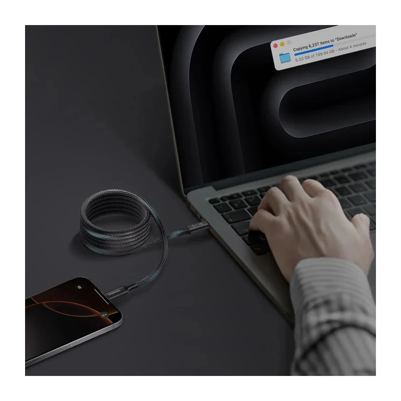 كابل مومكس ماج لينك مغناطيسي - 240 واط / USB-C / ‏1.5 متر / أسود
