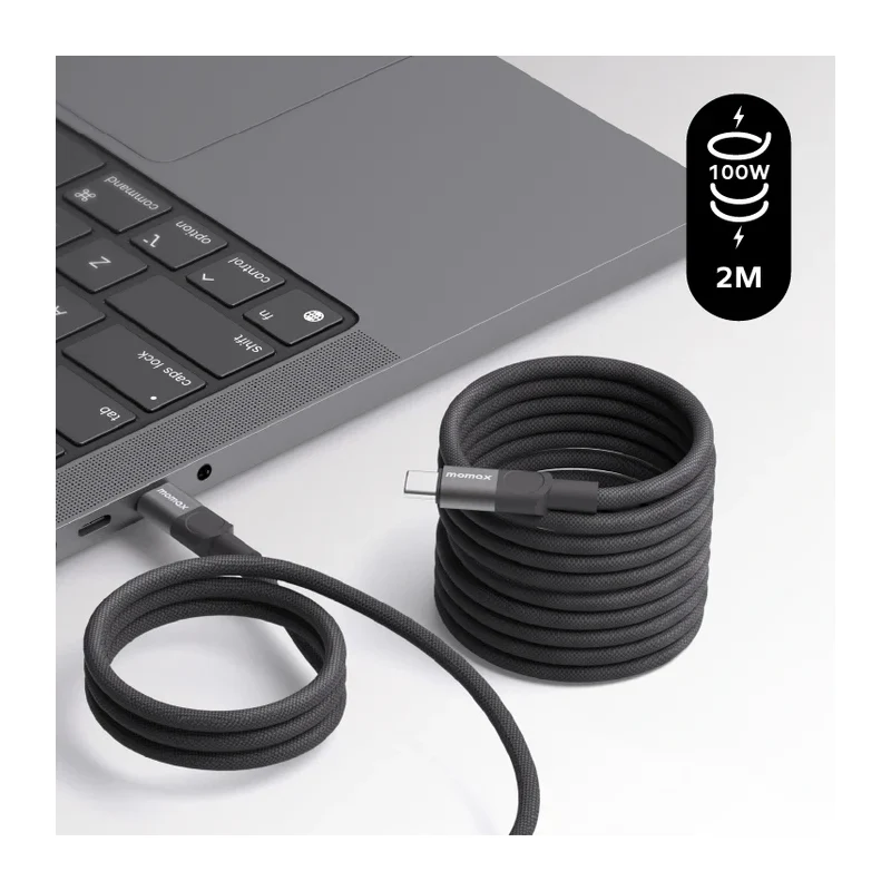 كابل مومكس ماج لينك مغناطيسي - USB-C / ‏100 واط / متران / أسود