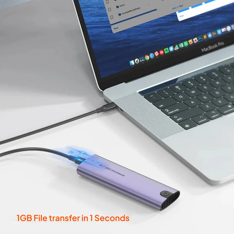 حافظة قرص M.2 NVMe SSD موسيل، سرعة 10 جيجابت/ثانية، يو إس بي 3.1 جيل 2 / رمادي