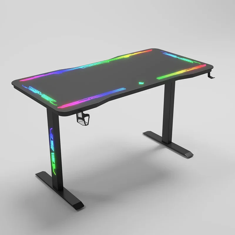 طاولة ألعاب جاماكس P206 بسطح من الزجاج المقوى، RGB، مع وسادة ماوس، باللون الأسود