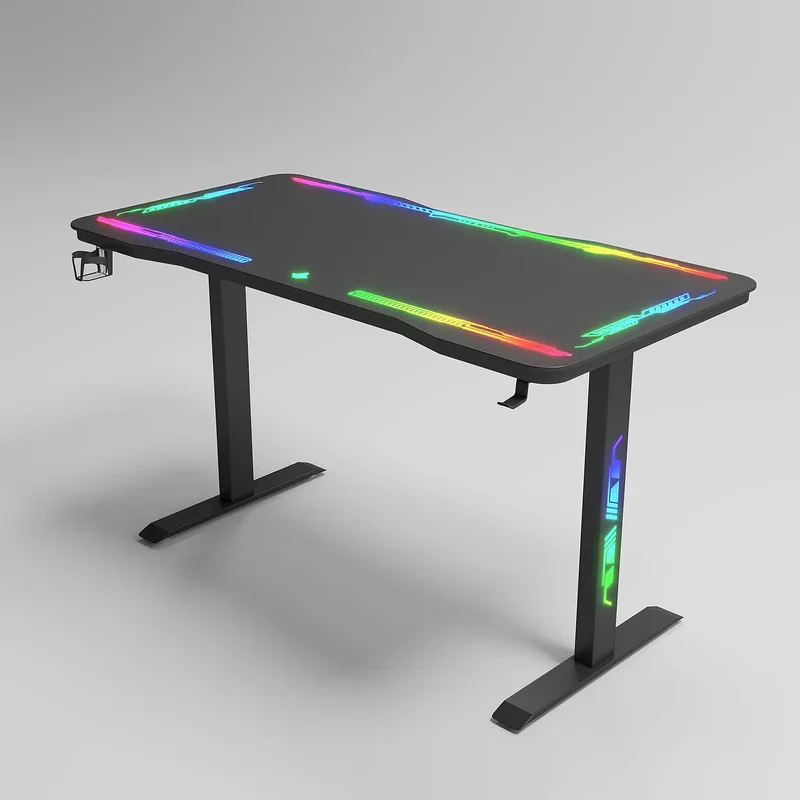 طاولة ألعاب جاماكس P206 بسطح من الزجاج المقوى، RGB، مع وسادة ماوس، باللون الأسود