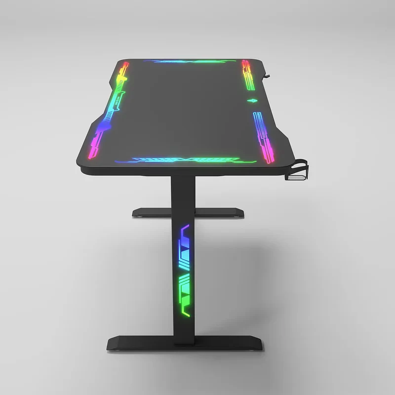طاولة ألعاب جاماكس P206 بسطح من الزجاج المقوى، RGB، مع وسادة ماوس، باللون الأسود