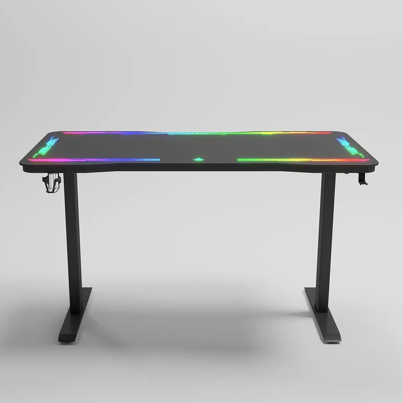 طاولة ألعاب جاماكس P206 بسطح من الزجاج المقوى، RGB، مع وسادة ماوس، باللون الأسود