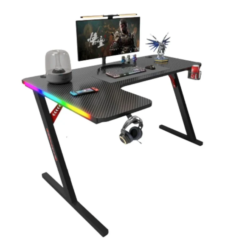 طاولة ألعاب جاماكس P201-LB من ألياف الكربون، RGB، على شكل حرف L، مع وسادة ماوس، اتجاه يسار، باللون الأسود