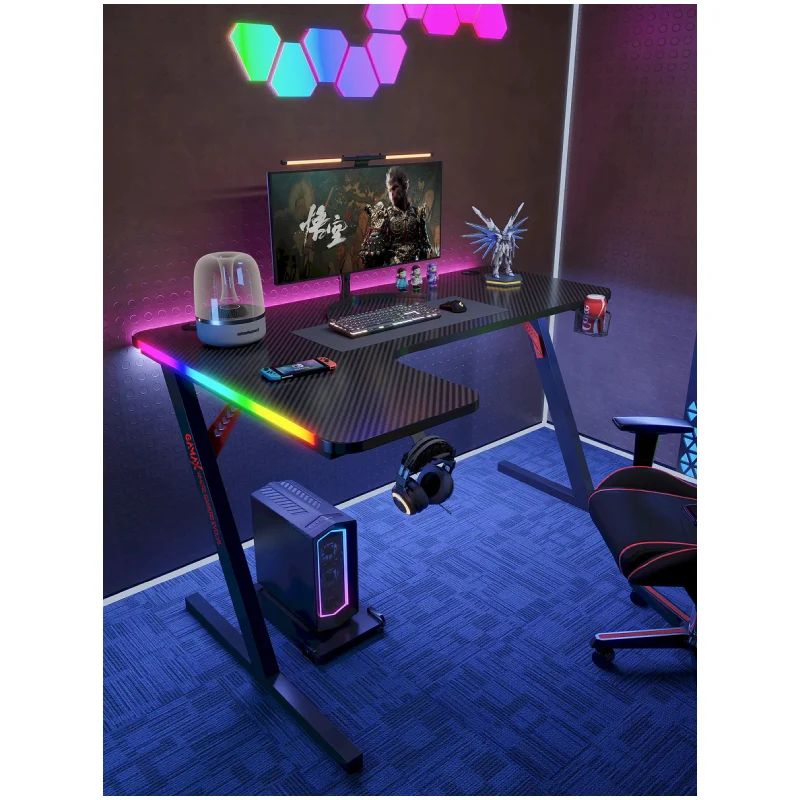 طاولة ألعاب جاماكس P201-LB من ألياف الكربون، RGB، على شكل حرف L، مع وسادة ماوس، اتجاه يسار، باللون الأسود